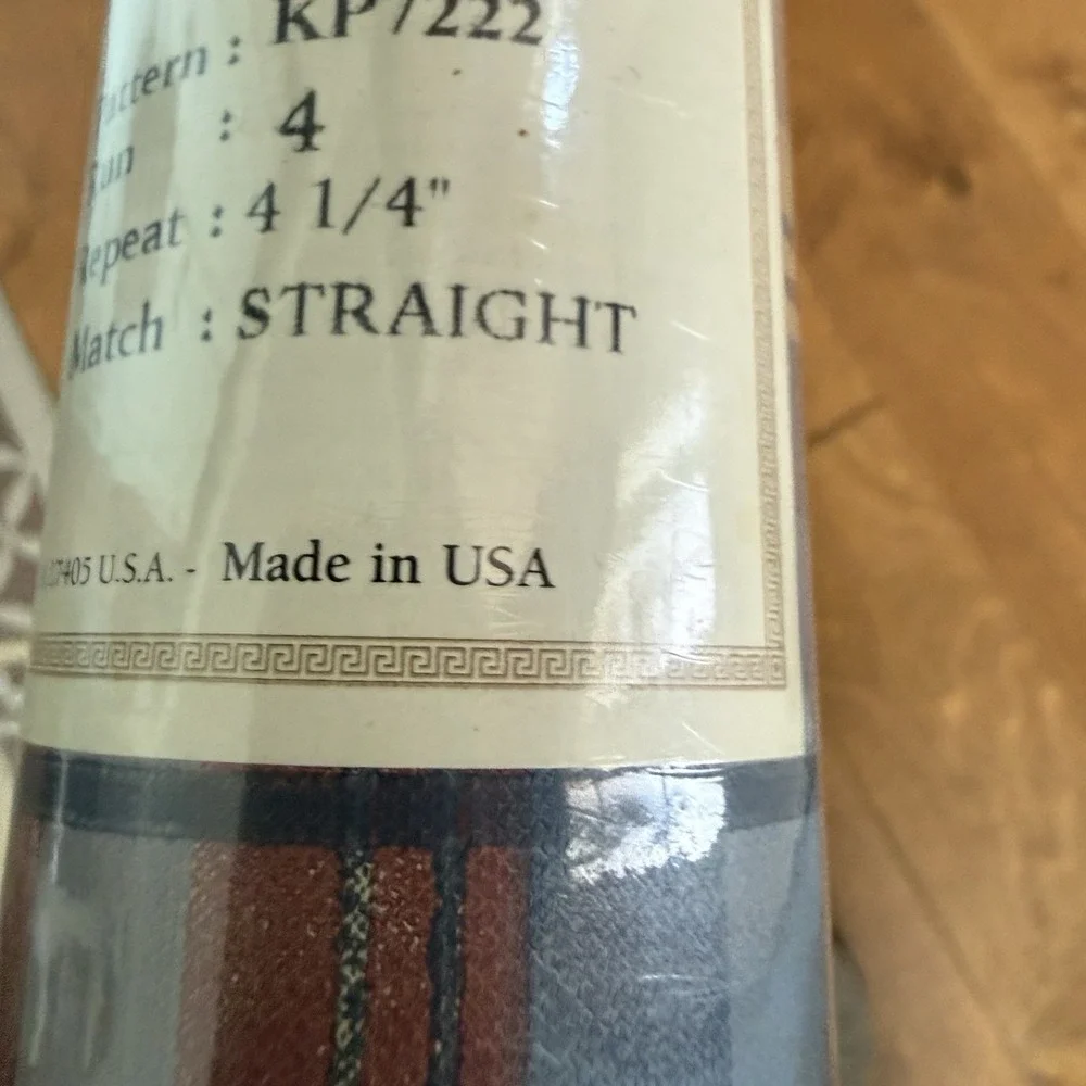 6 Rolls York Carey Lind Plaid Wallpaper KP7222 Blue Taupe Rust Vintage 1990s NOS